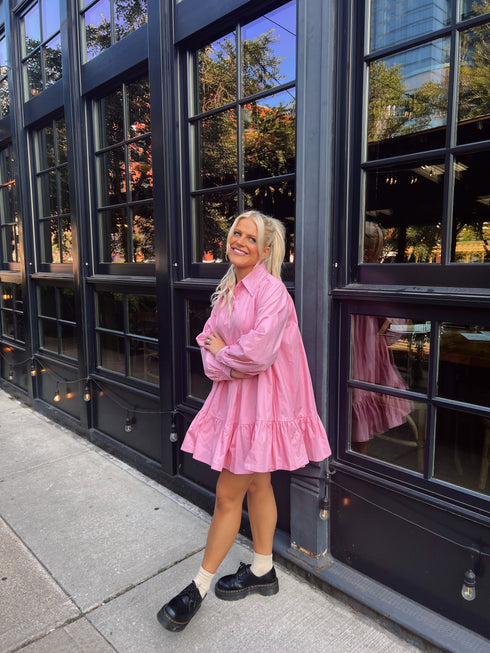 The Chloe Collared Dress// Pink